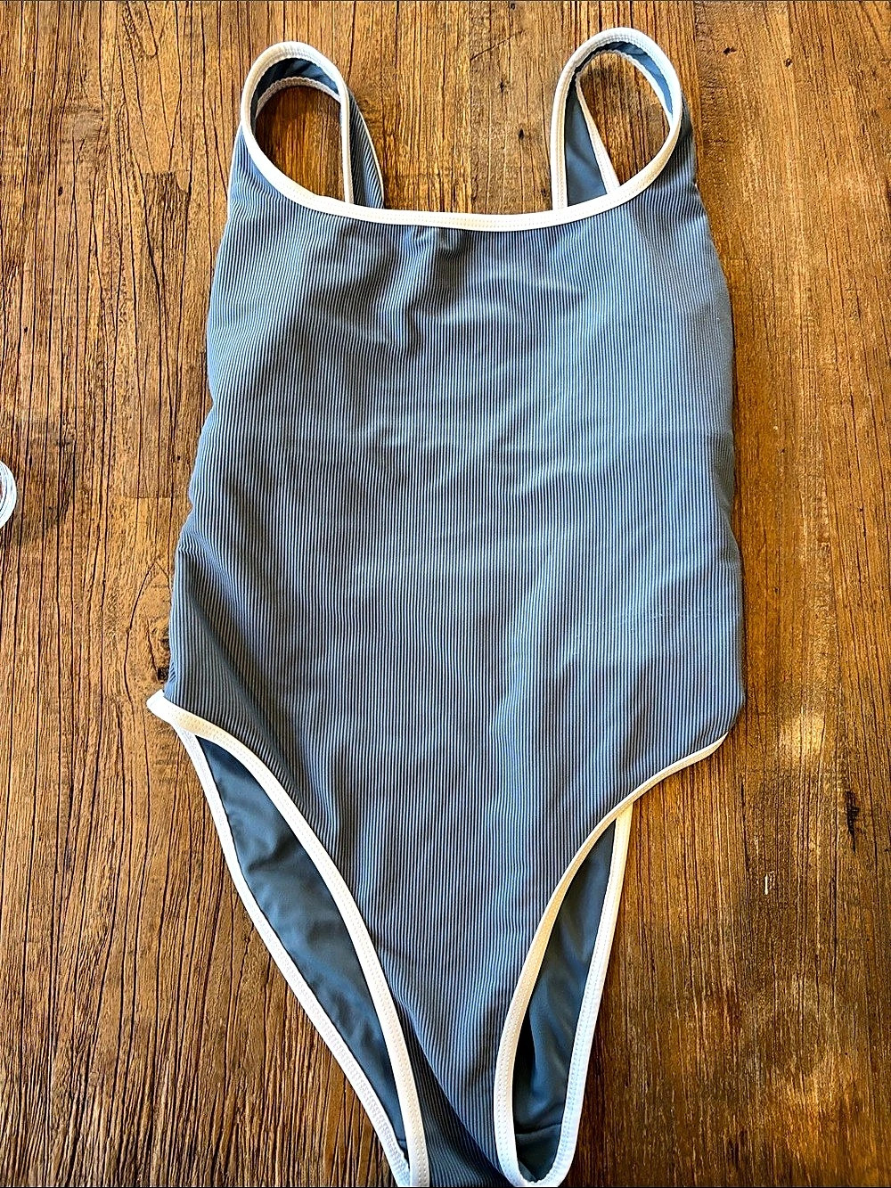 LainSnow Ocean Isle One Piece Ribbed Swimsuit Blue & White